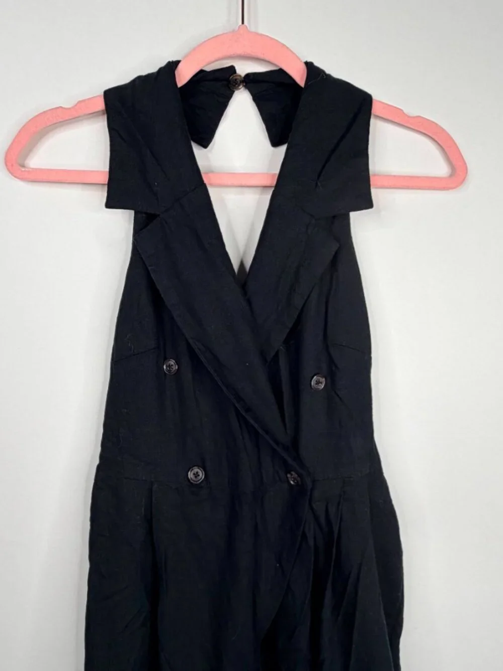 Banana Republic Linen-Blend Collard Jumpsuit Black 0 #A3562